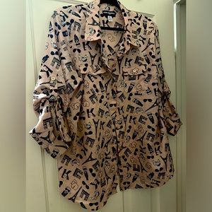 Karl Lagerfeld. Pink button up blouse. XL in size.